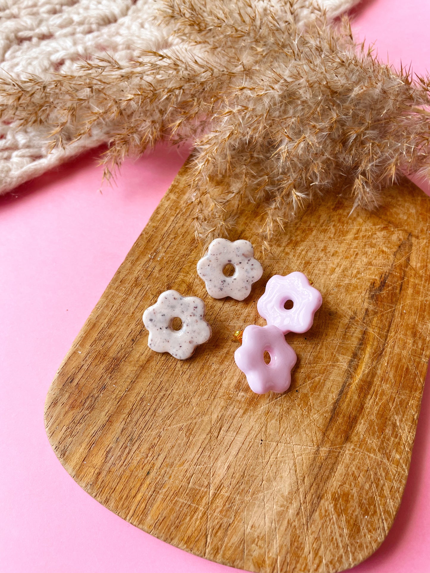 Puces d'oreille Flower rose claire