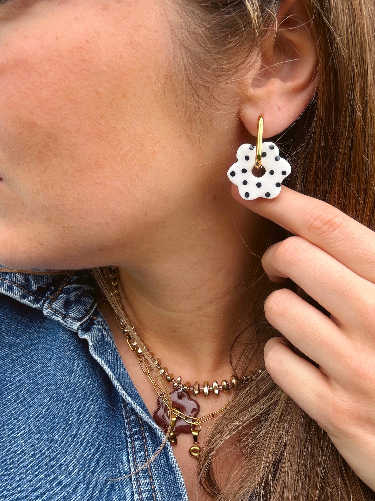 Boucles d'oreilles Polka Dots - pampilles interchangeables