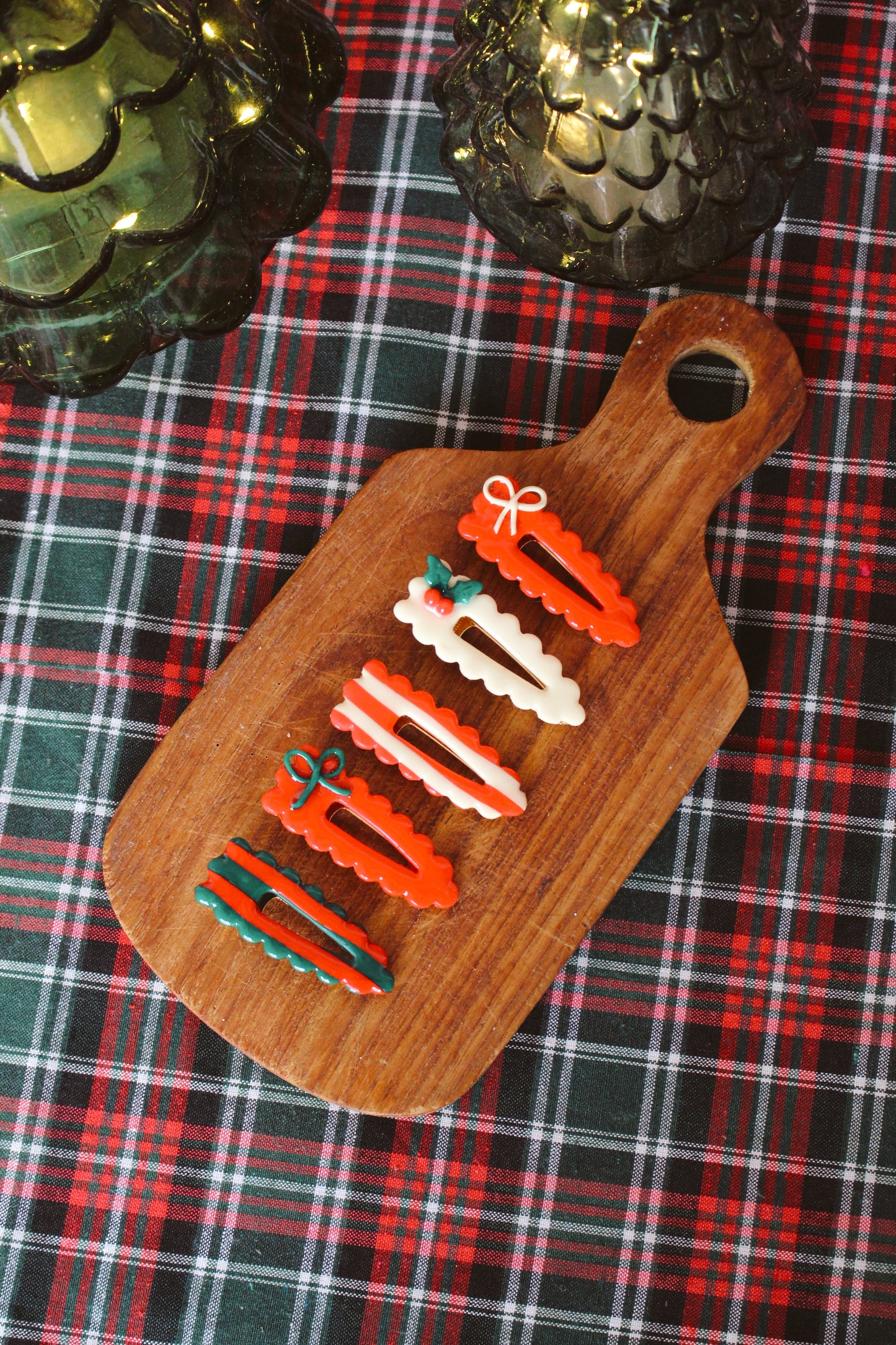 Barrette Christmas Rouge et crème