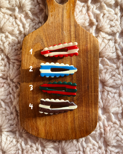 Barrette cheveux rayée - Fait main