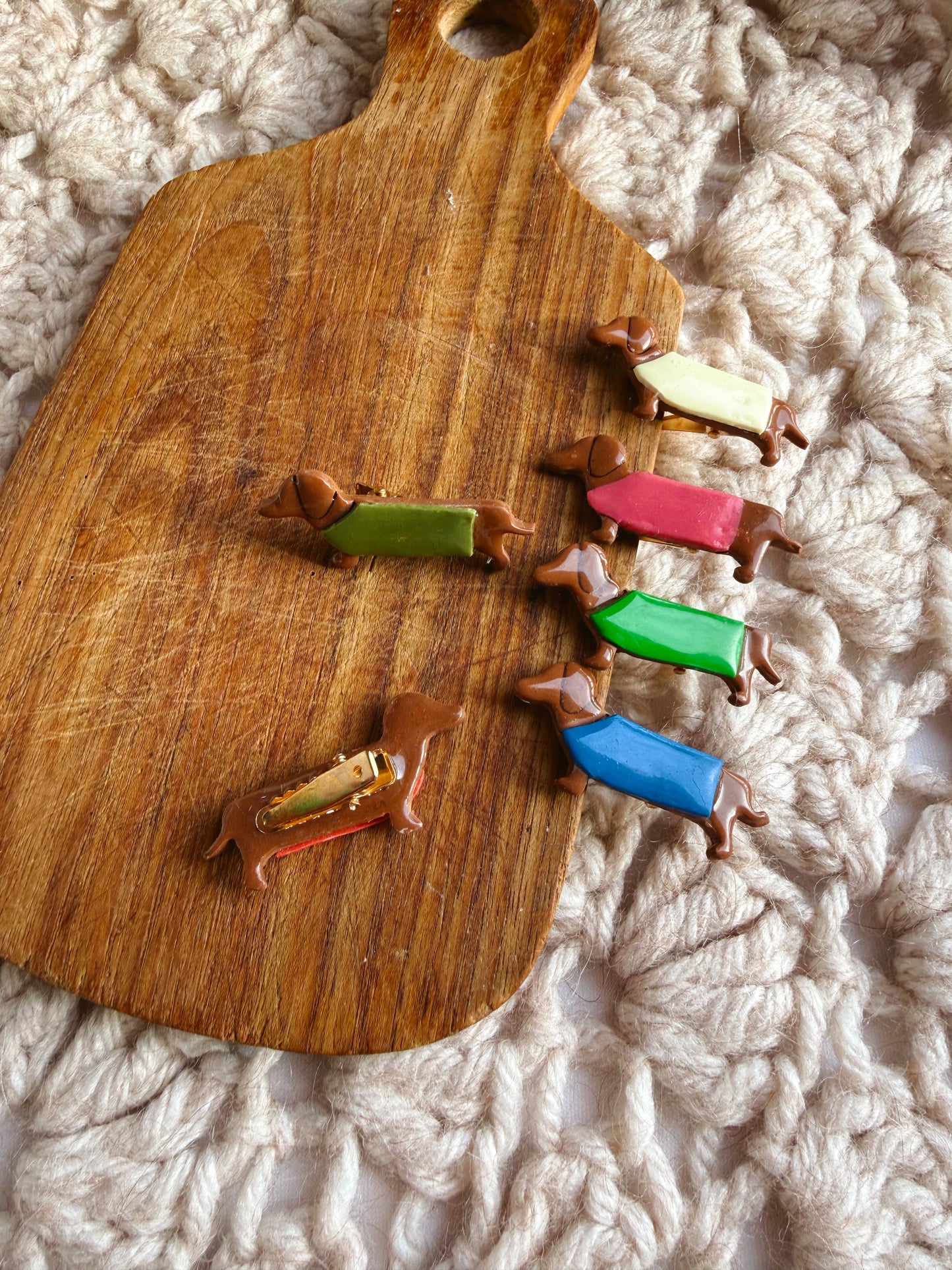 Petite barrette cheveux teckel - Fait main