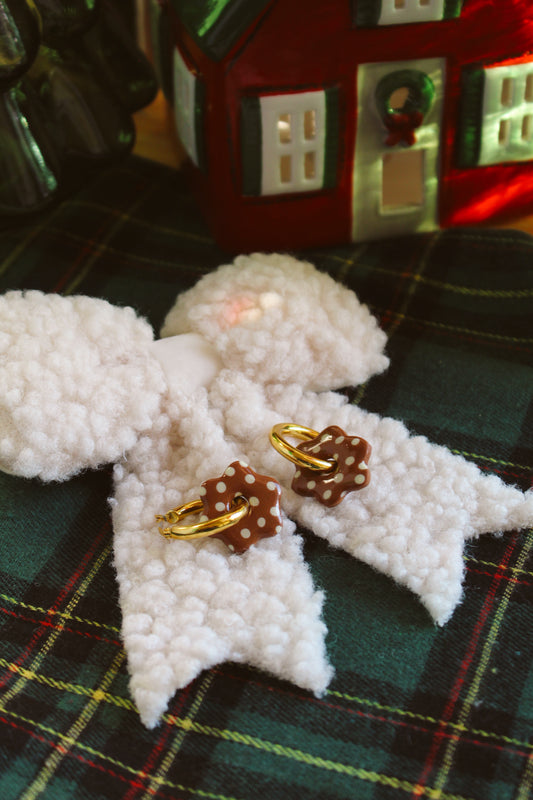 Boucles d'oreilles pois caramel