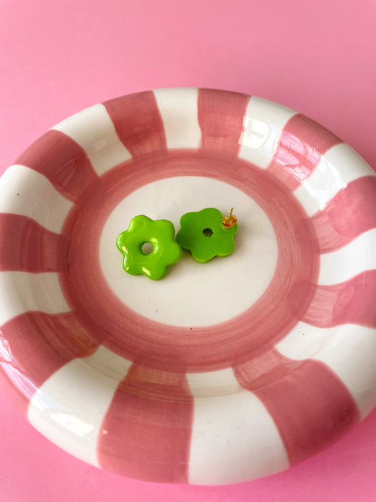 Puces d'oreille Flower vertes pomme