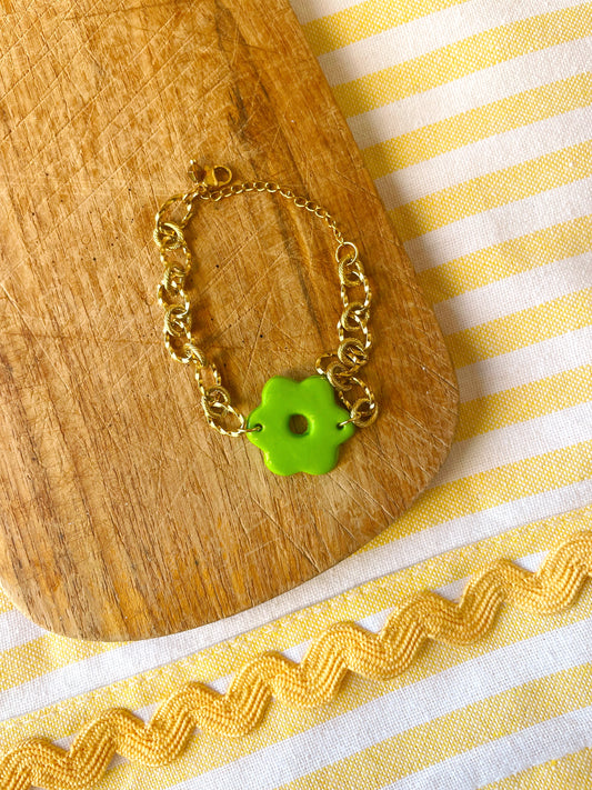 Bracelet Flower vert pomme
